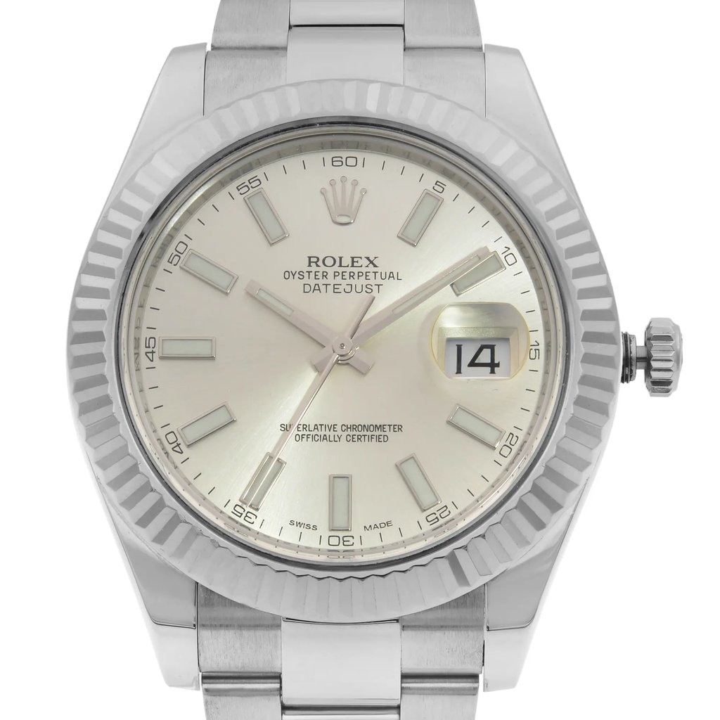 Up Close Front Facing Picture Of Rolex 116334 Stainless Steel Watch Pre Owned Condition