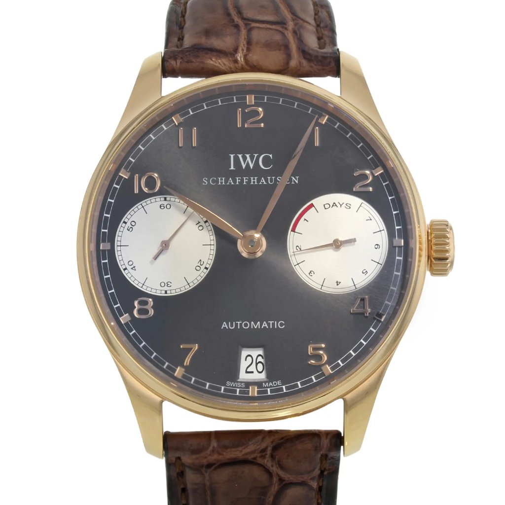 Up Close Front Facing Picture Of IWC IW500118 Rose Gold Watch Pre Owned Condition