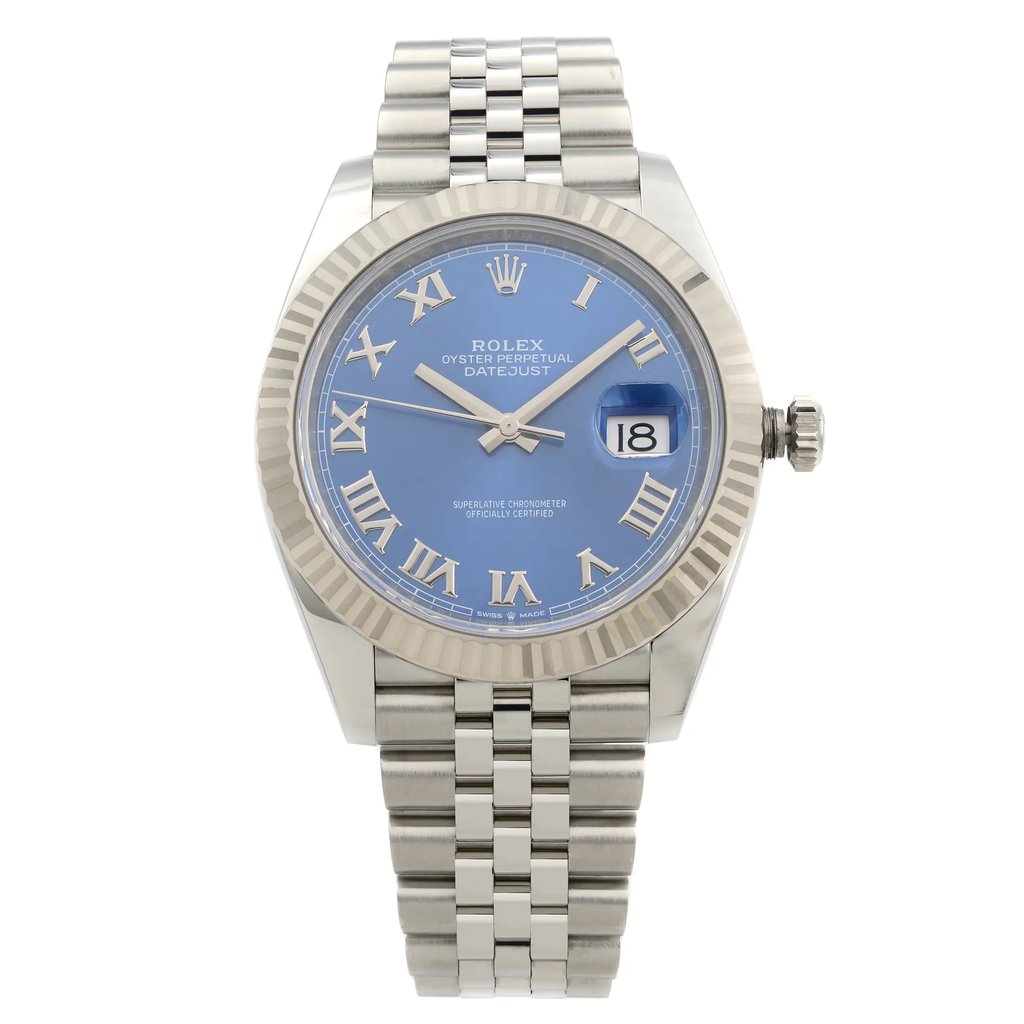 Front Full View Of Rolex 126334 blrj Stainless Steel Watch Pre Owned Condition {Product Condition}