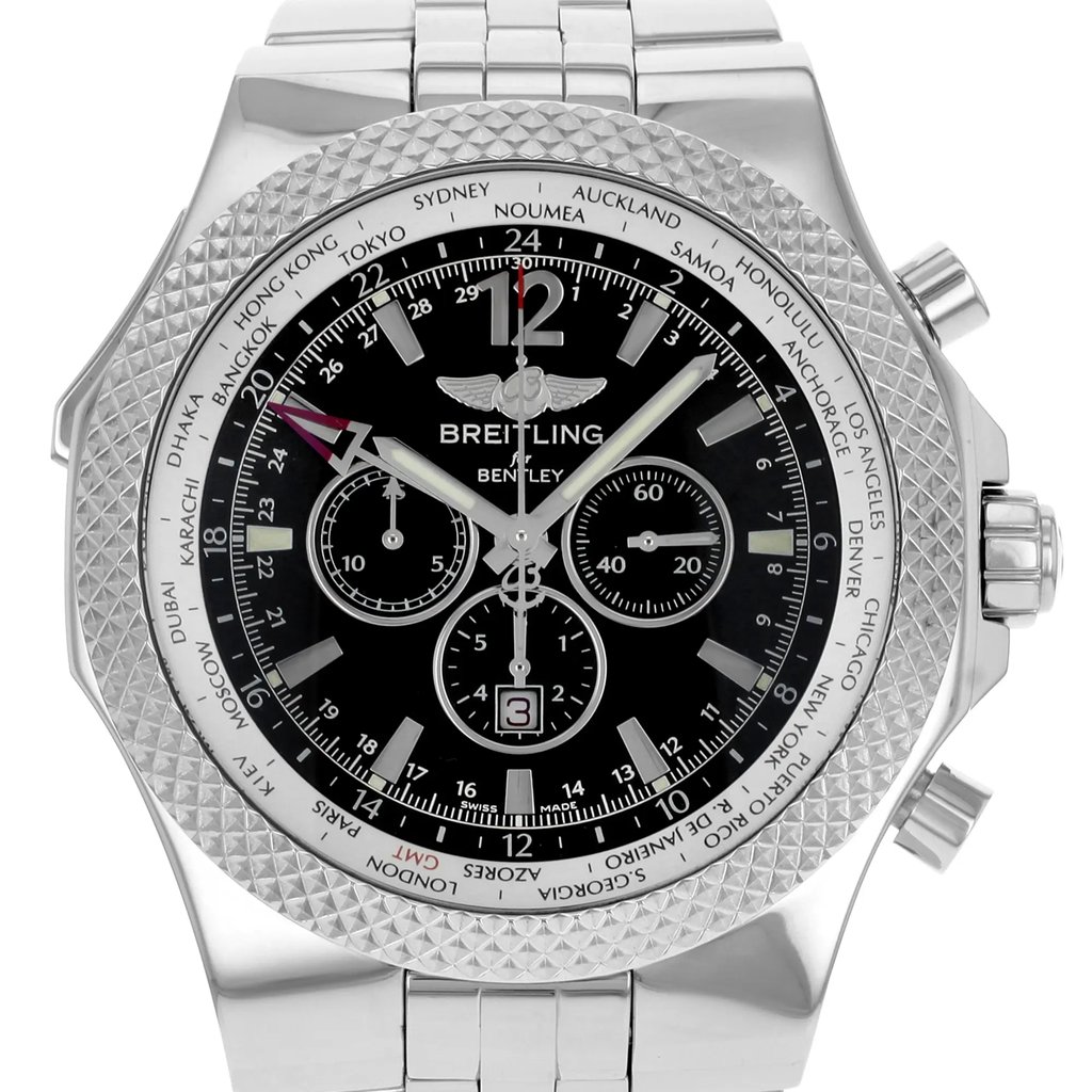 Up Close Front Facing Picture Of Breitling A4736212/B919-998A Stainless Steel Watch Pre Owned Condition