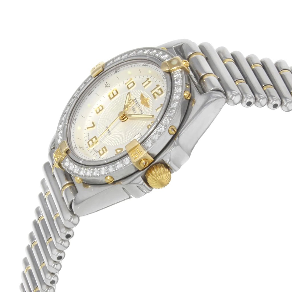 View Of Crown Facing Side Of Breitling B67350 Stainless Steel Watch Pre Owned Condition