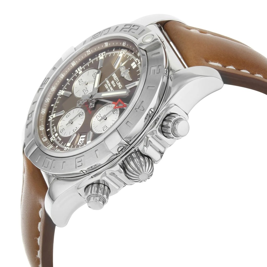 View Of Crown Facing Side Of Breitling AB042011/Q589-437X Stainless Steel Watch Display Model Condition