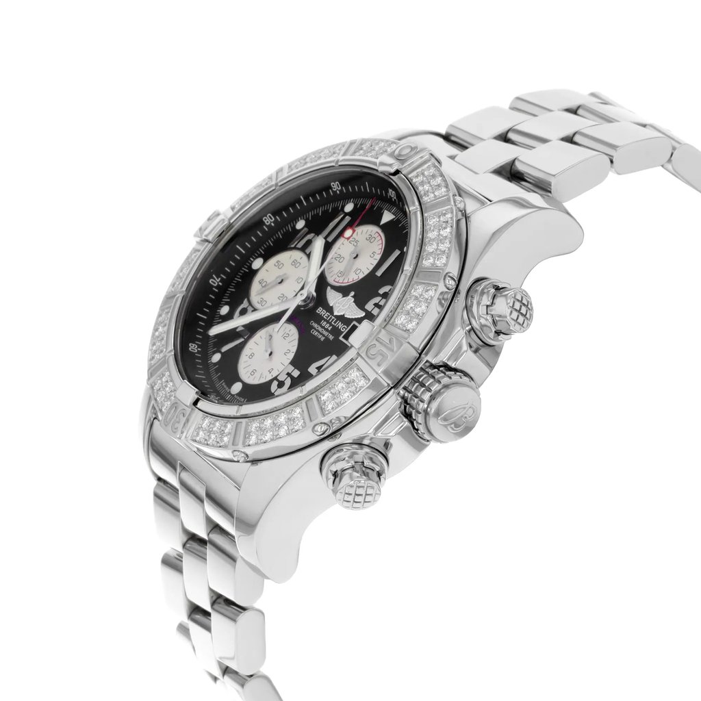View Of Crown Facing Side Of Breitling A1337053/B973-135A Stainless Steel Watch Display Model Condition
