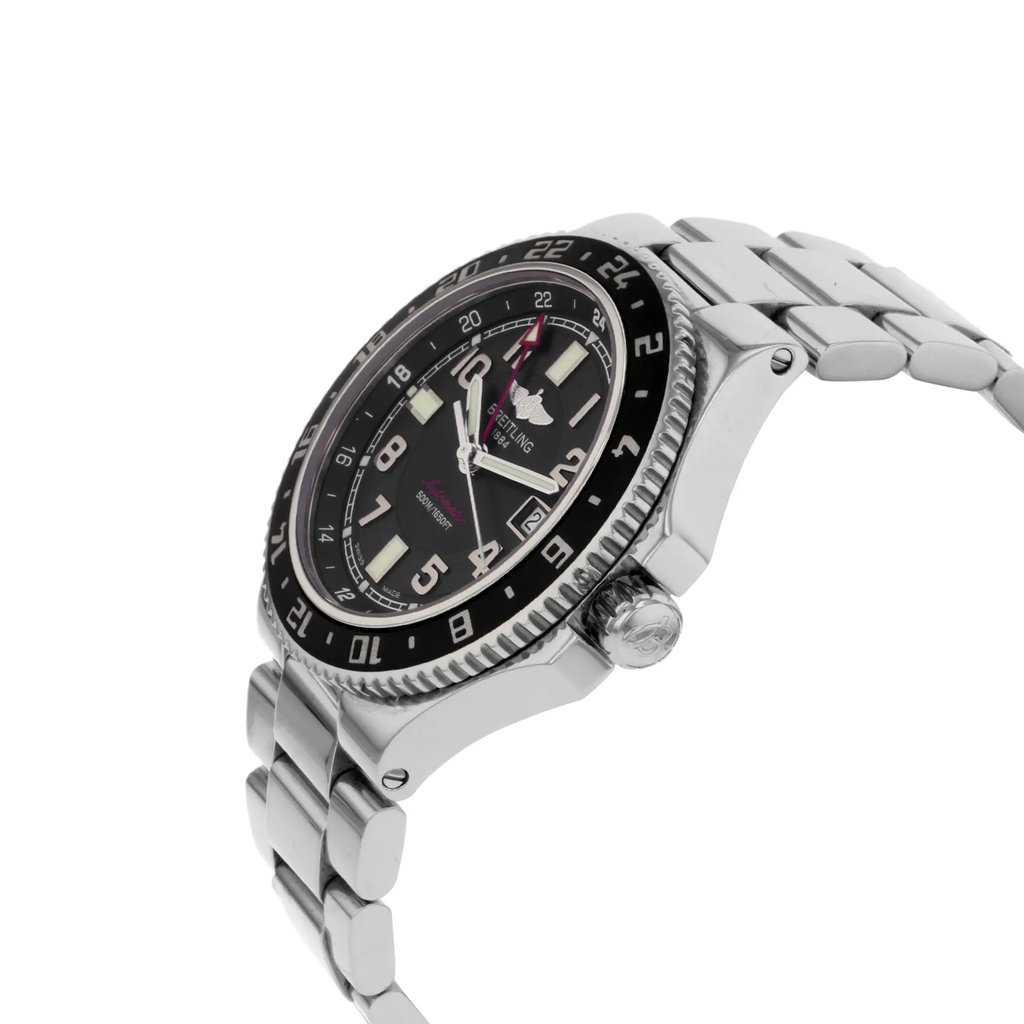 View Of Crown Facing Side Of Breitling A3238011/BA38-148A Stainless Steel Watch Pre Owned Condition