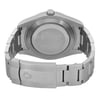 An image of a pre-owned wristwatch showcasing the back view. The watch is positioned upright with the clasp closed, and the angle highlights the stainless steel bracelet and case back. The image is taken from a close distance, focusing on the detailed engravings and the overall metallic finish.