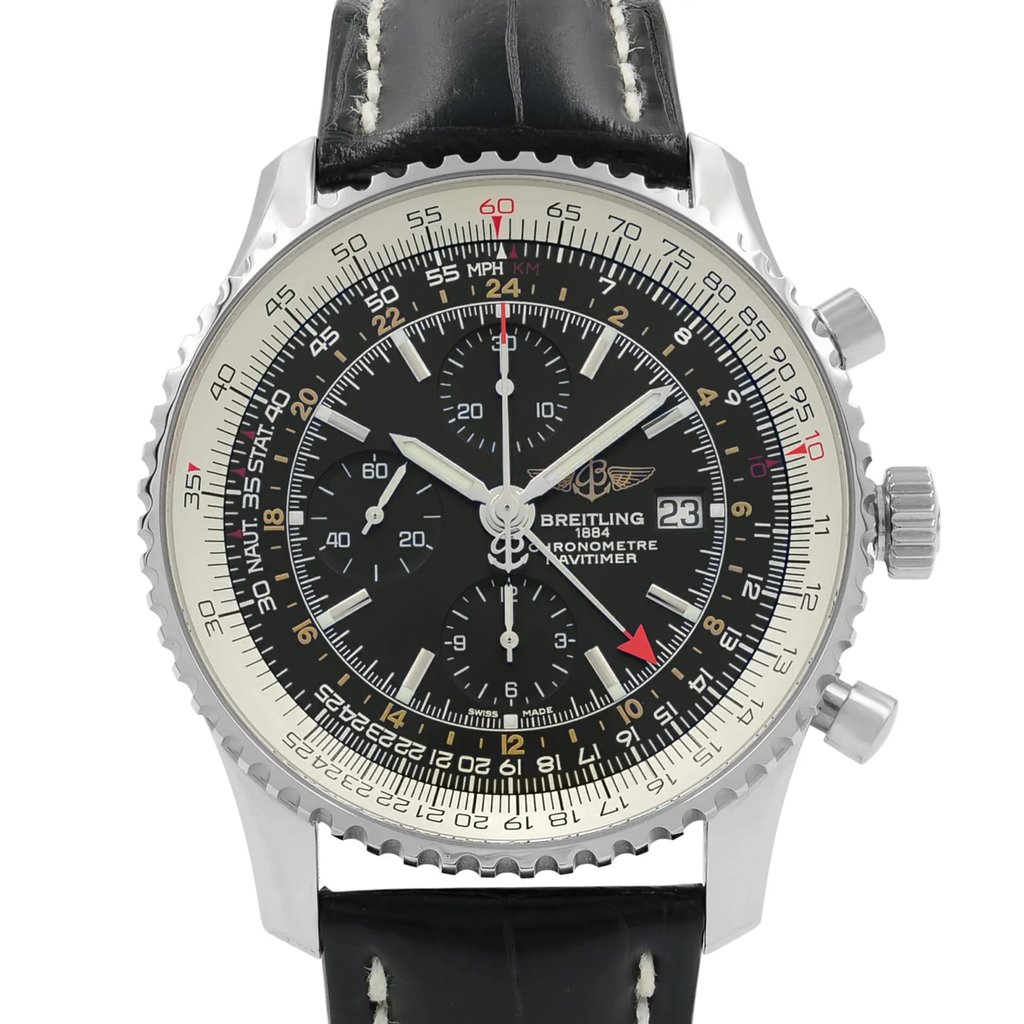 Up Close Front Facing Picture Of Breitling A2432212/B726-441X Stainless Steel Watch Display Model Condition