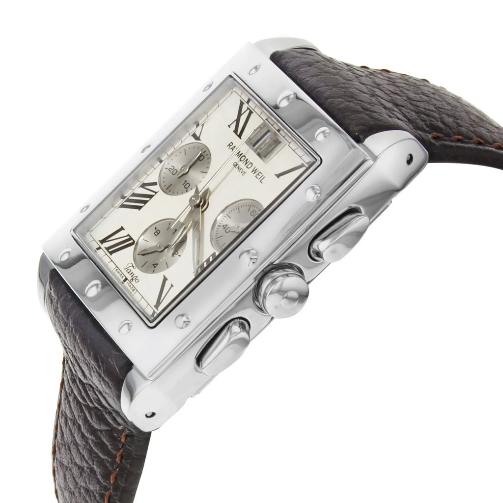 View Of Crown Facing Side Of RAYMOND WEIL 4881-STC-00809 Stainless Steel Watch Display Model Condition