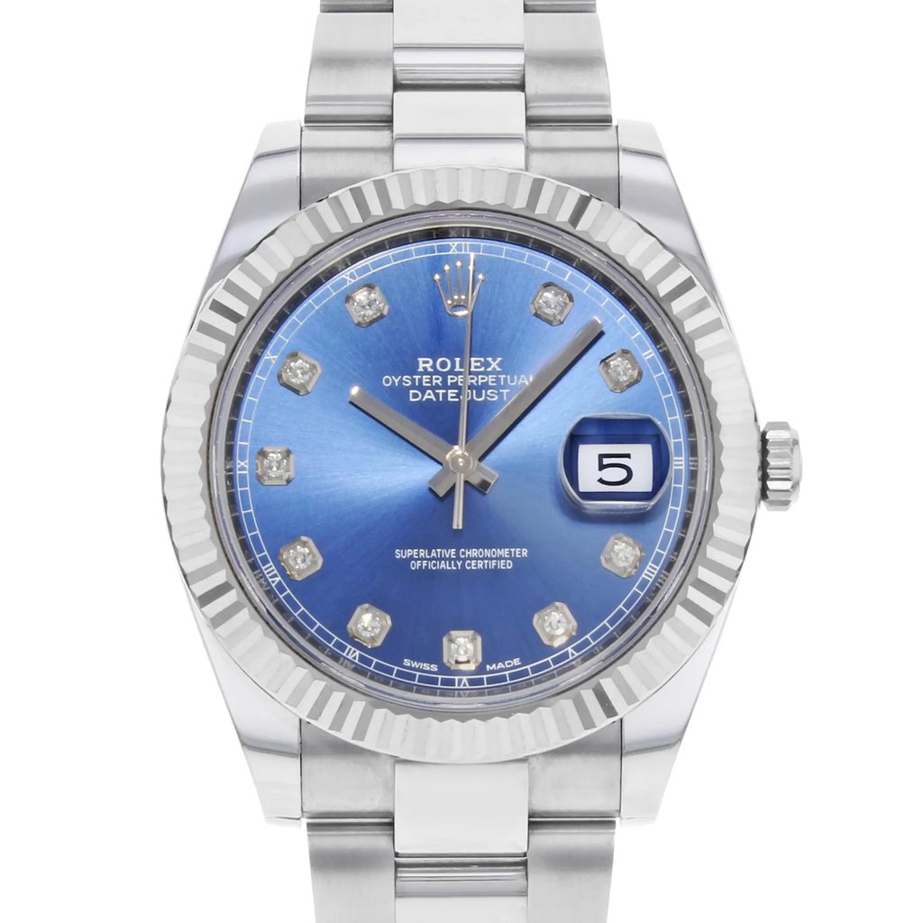 Up Close Front Facing Picture Of Rolex 126334 Stainless Steel Watch Pre Owned Condition
