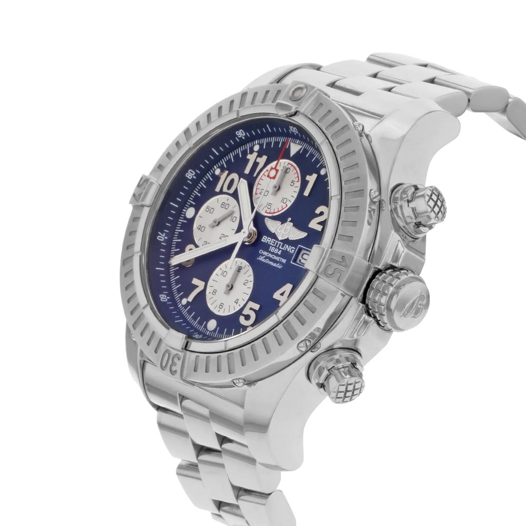 View Of Crown Facing Side Of Breitling A1337011/C792-135A Stainless Steel Watch Pre Owned Condition