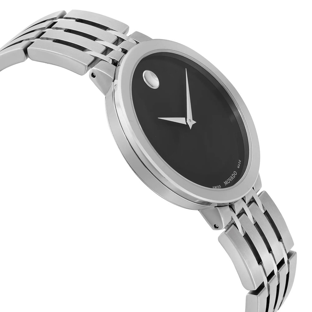 View Of Opposite Crown Facing Side Of Movado 0607057 Stainless Steel Watch Pre Owned Condition