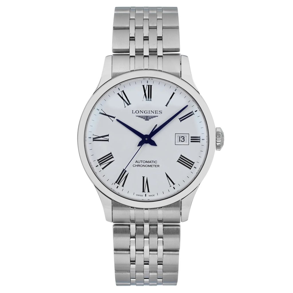 Front Full View Of Longines L2.821.4.11.6 Stainless Steel Watch Display Model Condition Excellent
