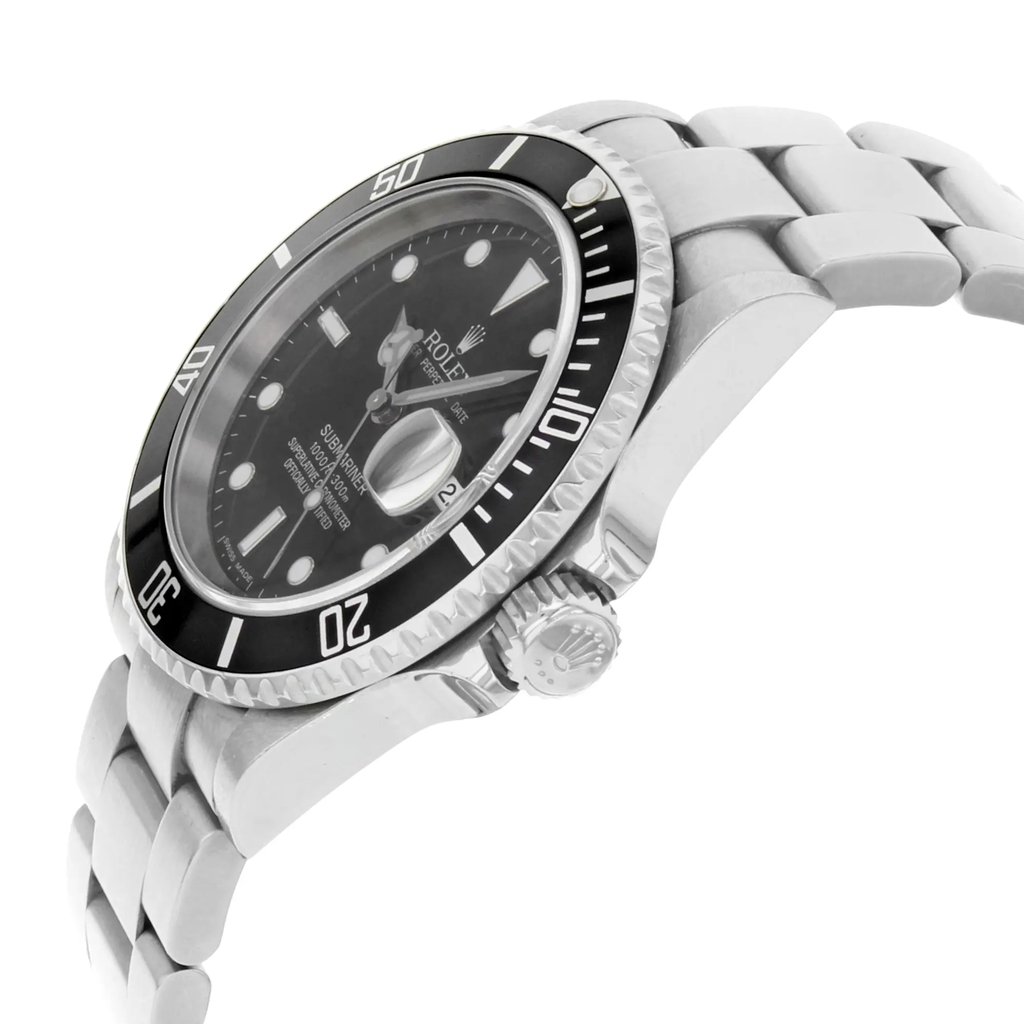 View Of Crown Facing Side Of Rolex 16610 Stainless Steel Watch Pre Owned Condition