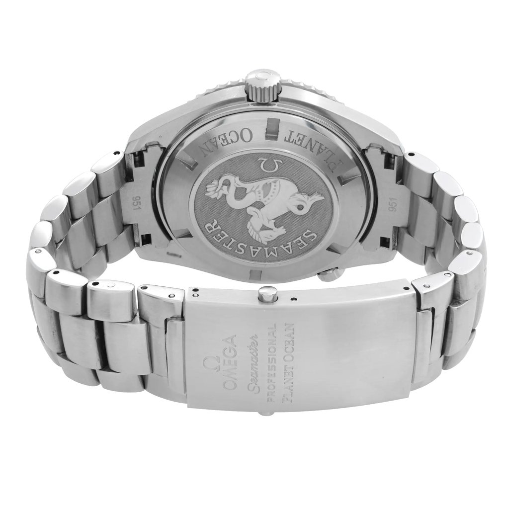 Back View Of Solid Back Case And Closed Stainless Steel Band Of OMEGA 2208.50.00 Watch Pre Owned Condition