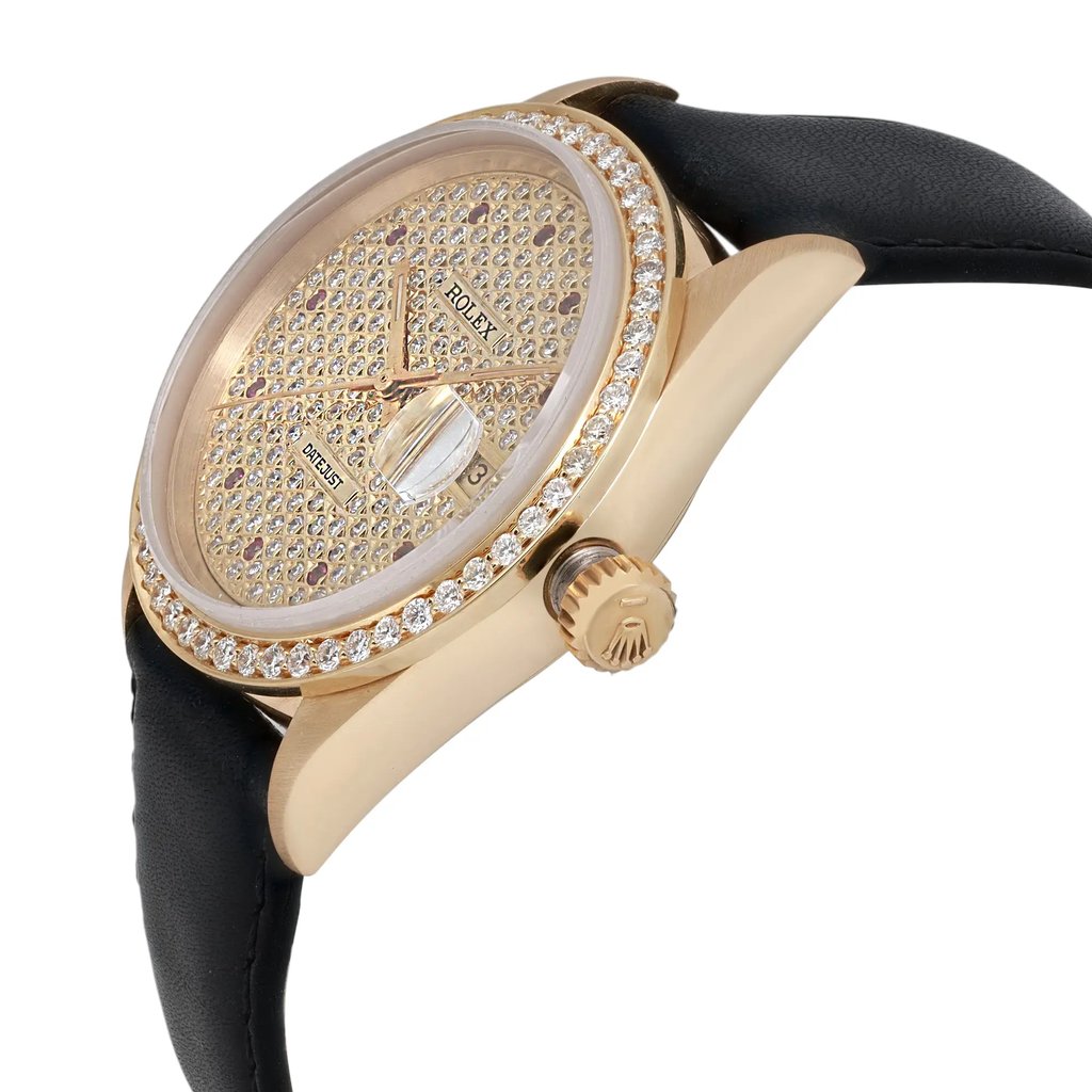 View Of Crown Facing Side Of Rolex 16238 Yellow Gold Watch Pre Owned Condition