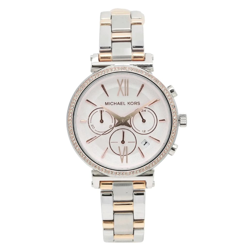 Front Full View Of Michael Kors MK6558 Stainless Steel Watch Display Model Condition {Product Condition}