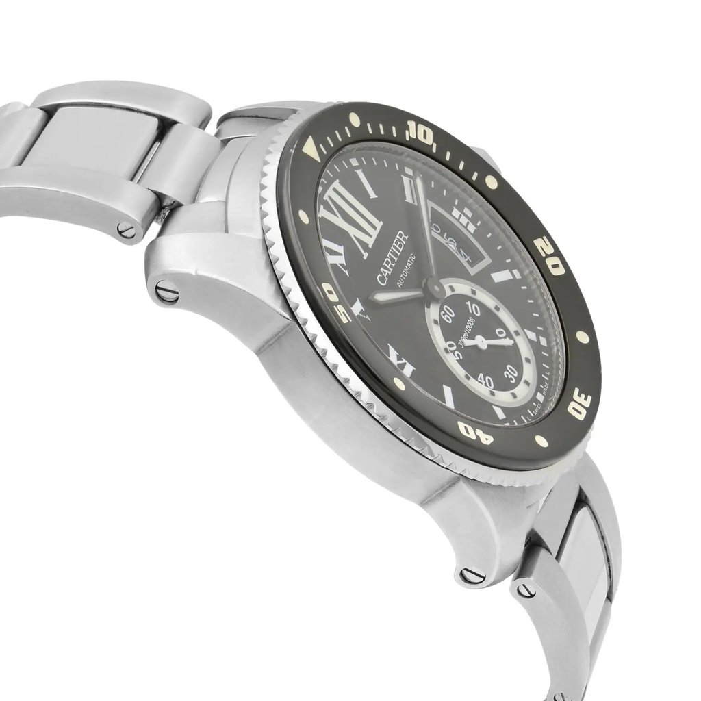 View Of Opposite Crown Facing Side Of Cartier W7100057 Stainless Steel Watch Pre Owned Condition