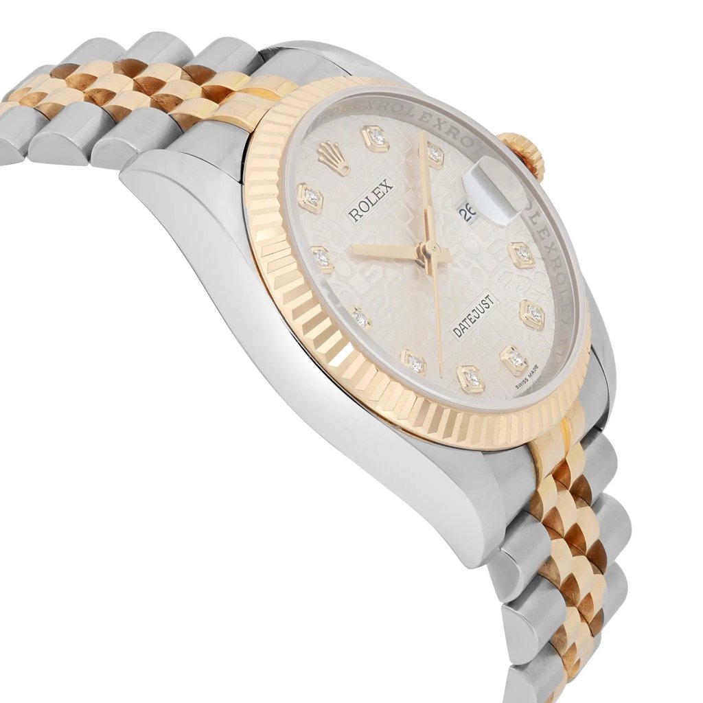View Of Opposite Crown Facing Side Of Rolex 116233 Stainless Steel Watch Pre Owned Condition