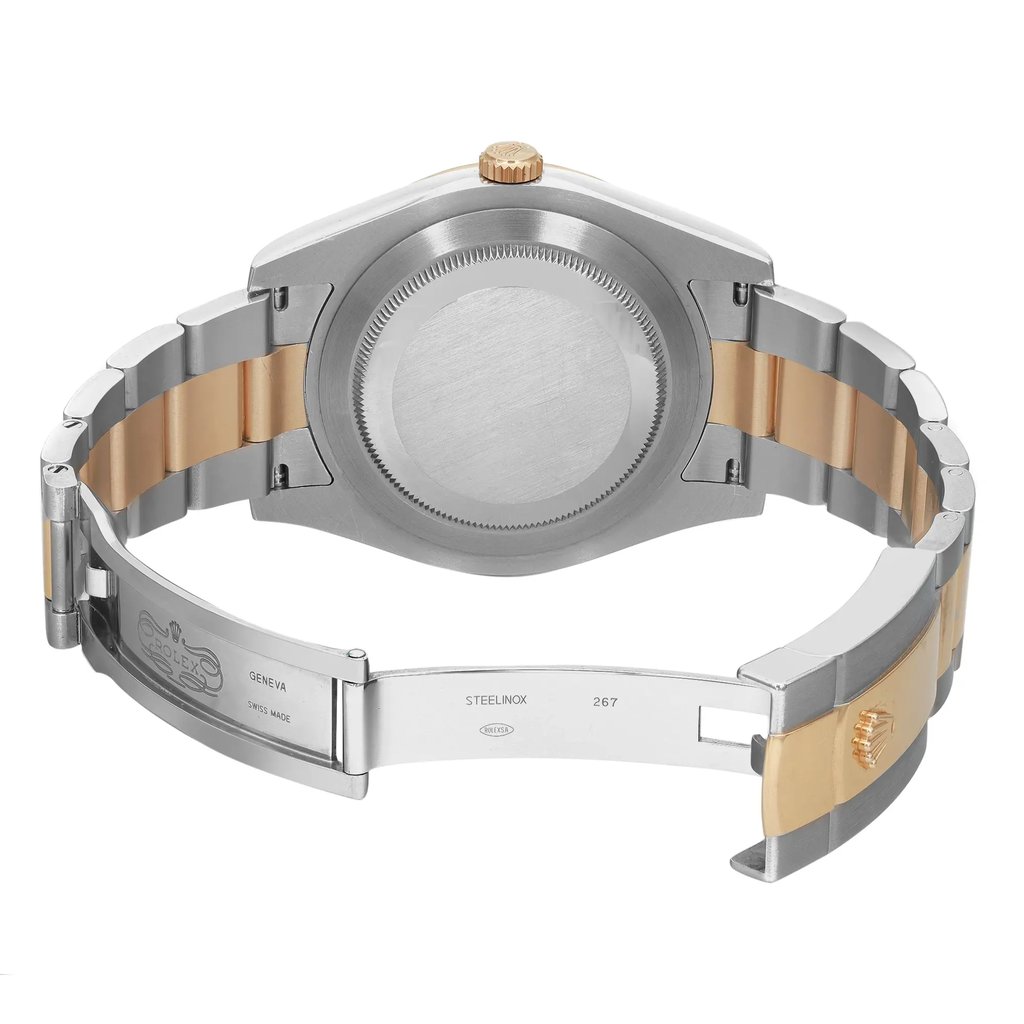 Back View Of Solid Back Case And Open Stainless Steel,Gold Band Of Rolex 116333 Watch Pre Owned Condition