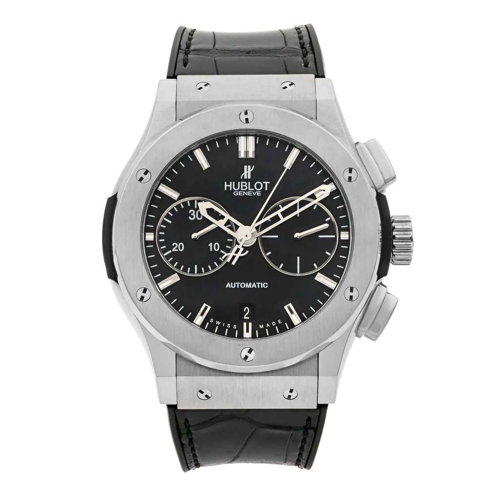 Front Full View Of Hublot 521.NX.1170.LR Titanium Watch Pre Owned Condition {Product Condition}