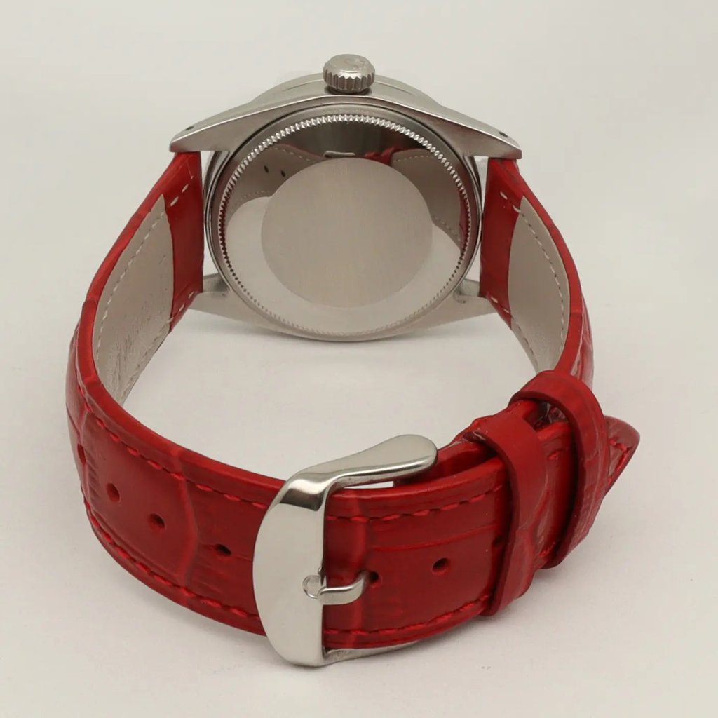 Back View Of Solid Back Case And Closed Stainless Steel Band Of Rolex 1500 Watch Pre Owned Condition