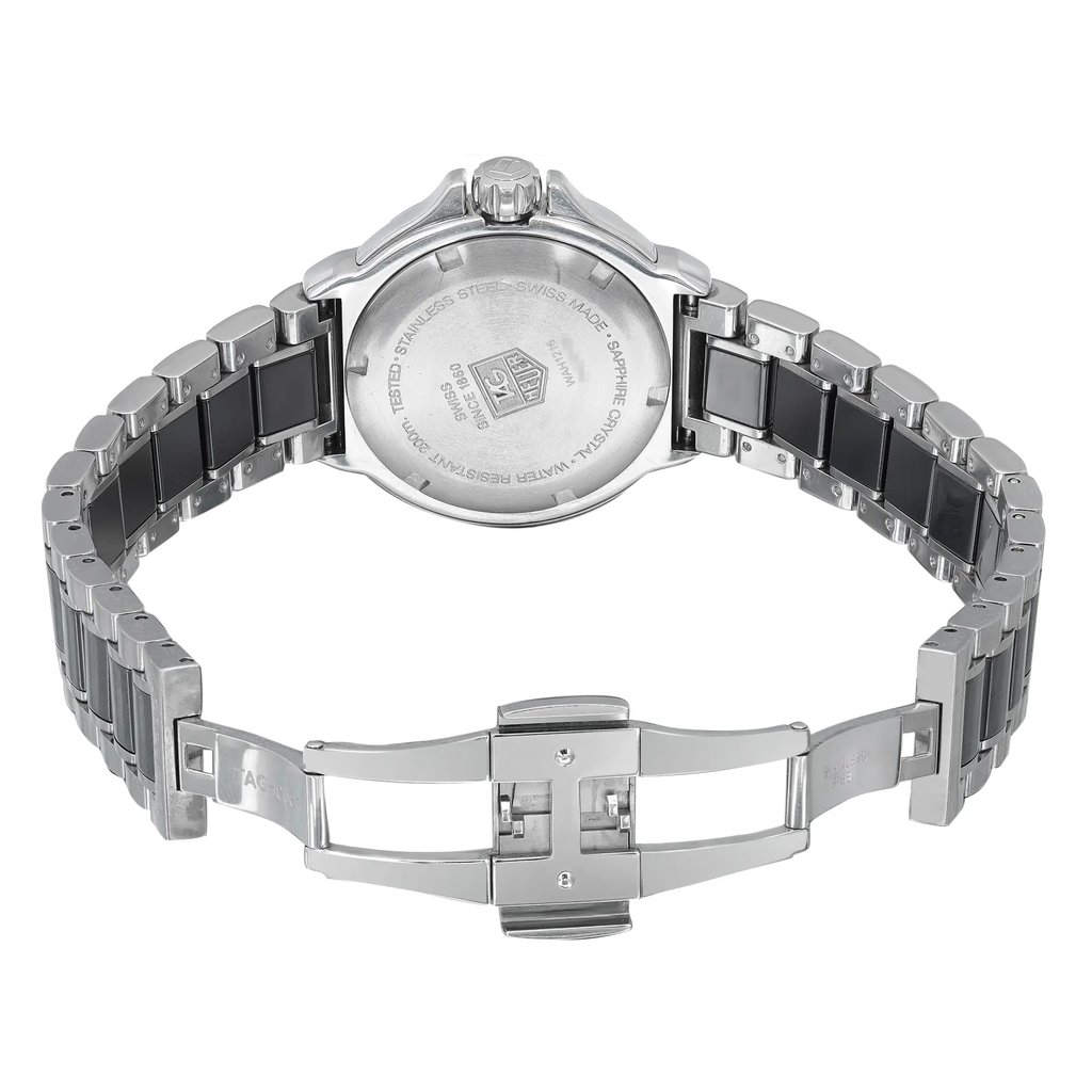 Back View Of Screwback Back Case And Open Ceramic,Stainless Steel Band Of TAG Heuer WAH1216.BA0859 Watch Pre Owned Condition