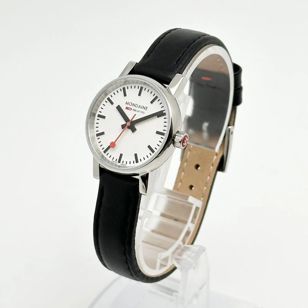 View Of Crown Facing Side Of Mondaine MSE.26110.LB Stainless Steel Watch Display Model Condition