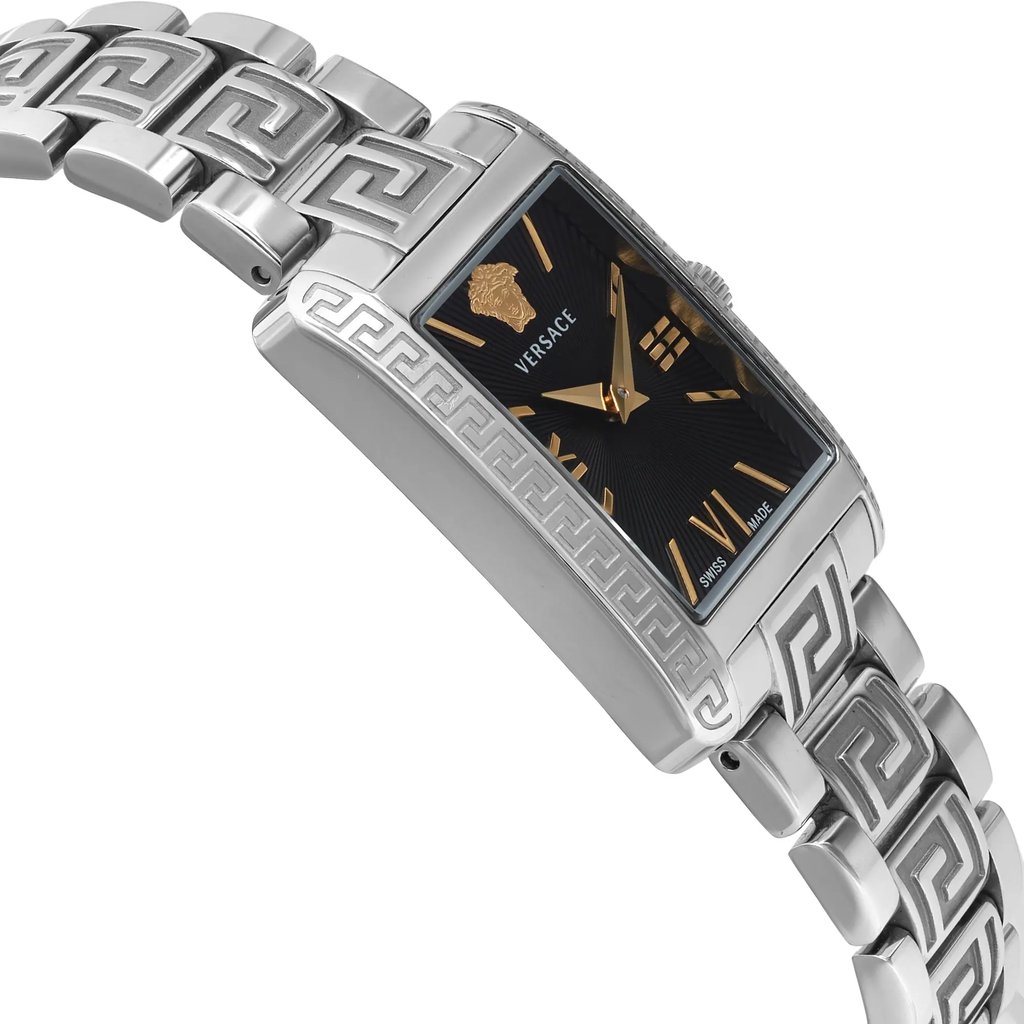 View Of Opposite Crown Facing Side Of Versace VE1C00822 Stainless Steel Watch Display Model Condition