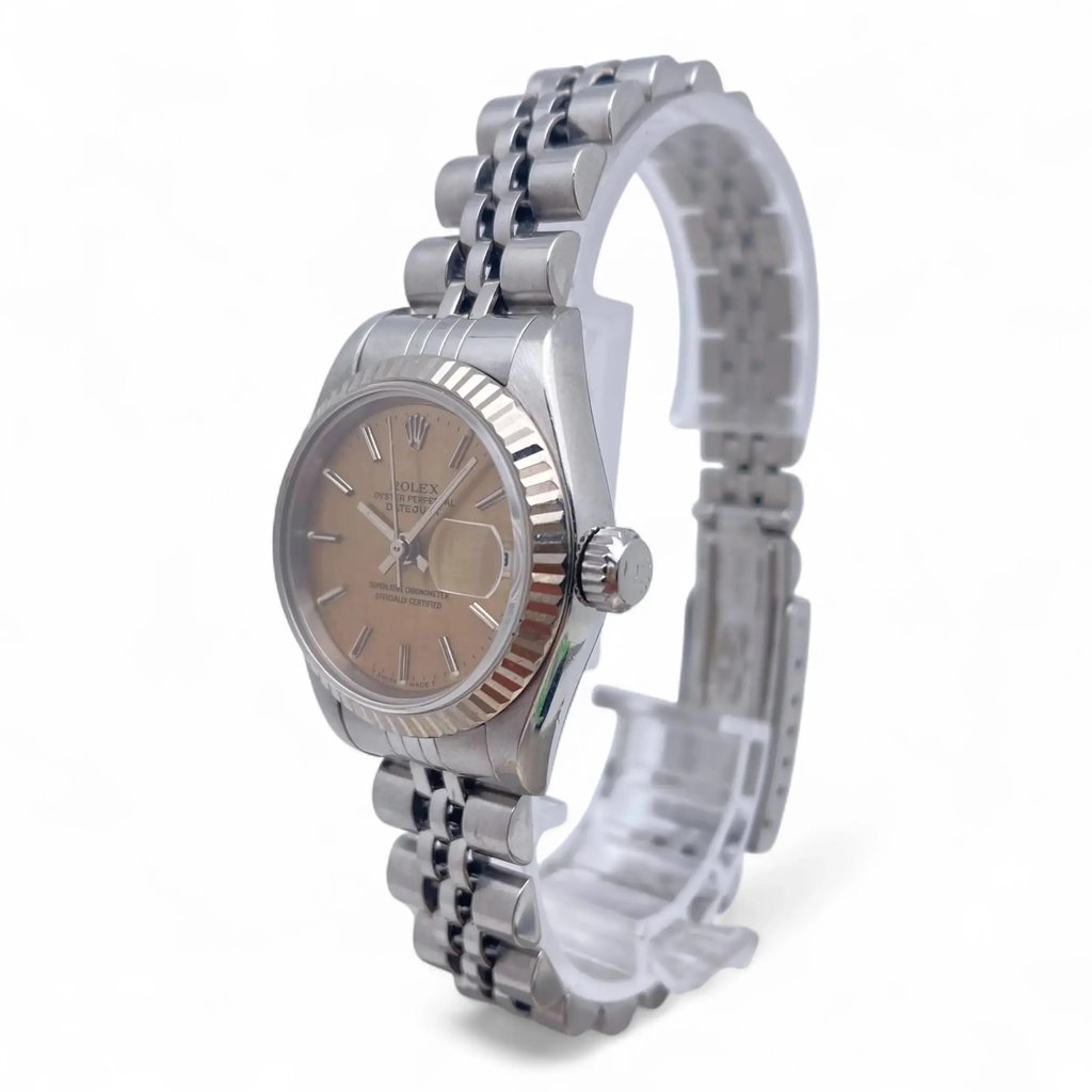 View Of Crown Facing Side Of Rolex 69174 Stainless Steel Watch Pre Owned Condition