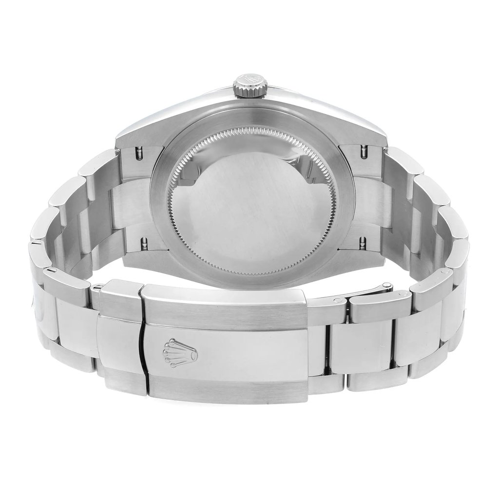 Back View Of {Caseback} Back Case And Closed Stainless Steel Band Of Rolex 126334 Watch Unworn Condition