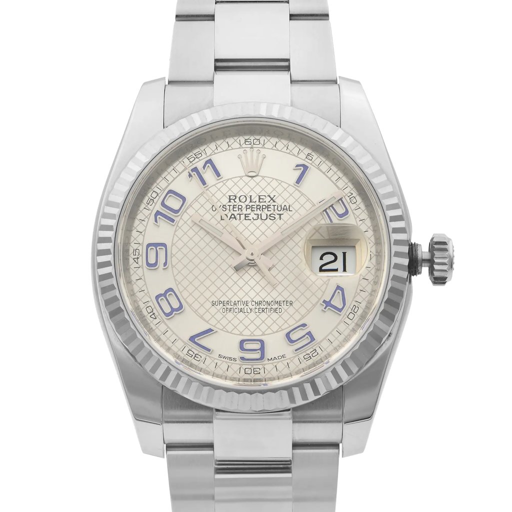 Up Close Front Facing Picture Of Rolex 116234 Stainless Steel Watch Pre Owned Condition