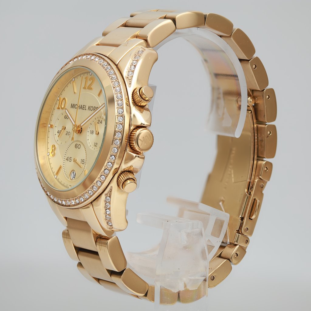 View Of Crown Facing Side Of Michael Kors MK5166 Stainless Steel Watch Pre Owned Condition