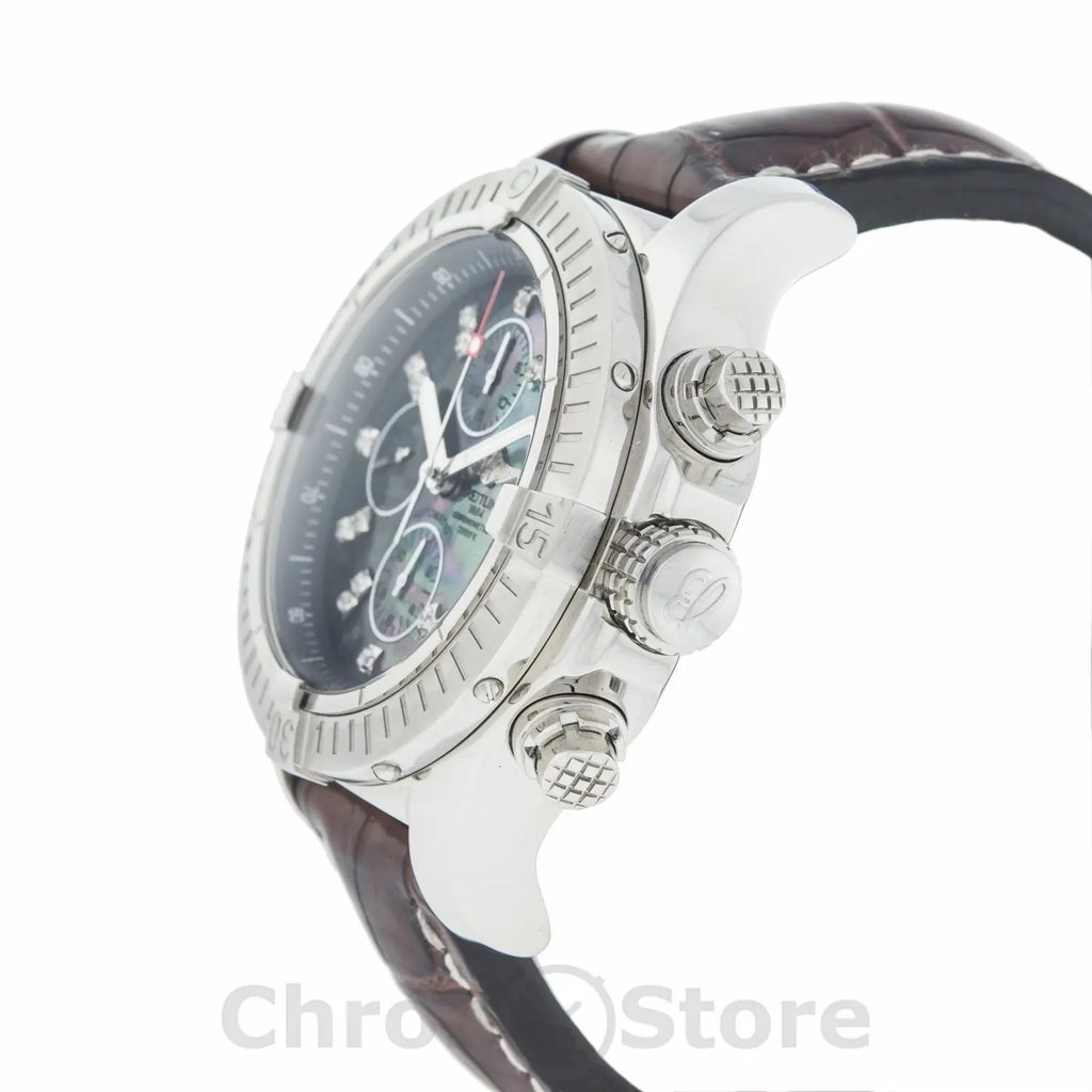 View Of Crown Facing Side Of Breitling A13370 Stainless Steel Watch Pre Owned Condition