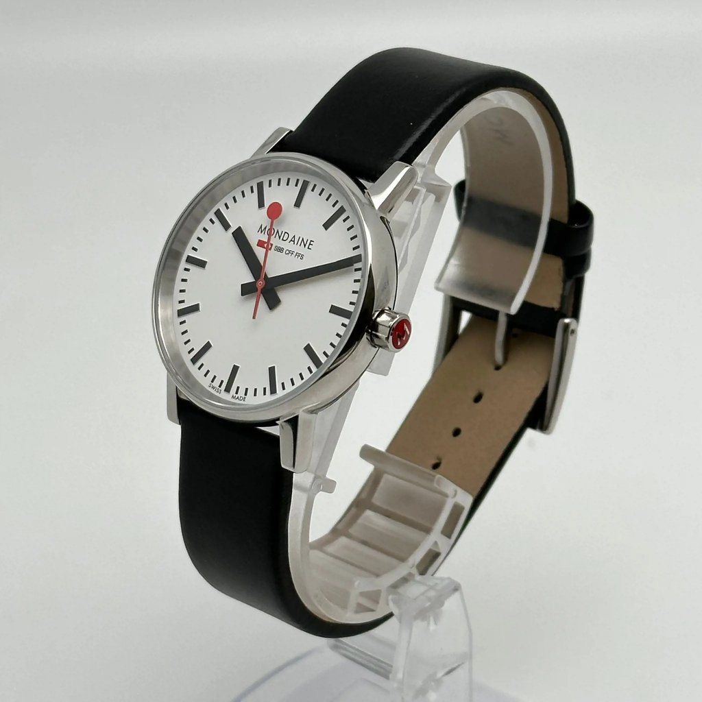 Front Full View Of Mondaine MSE.35110.LB Stainless Steel Watch Display Model Condition {Product Condition}