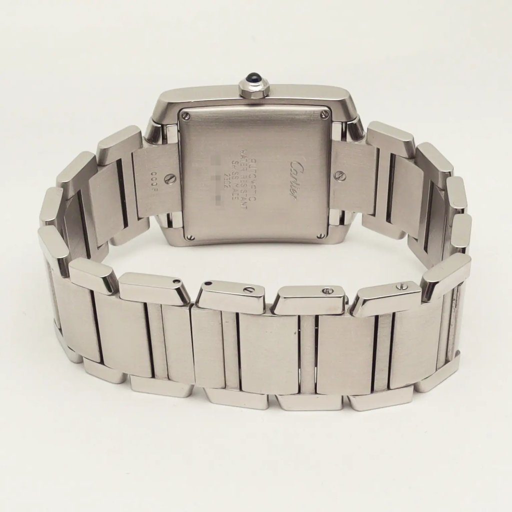 Back View Of Screwback Back Case And Closed Stainless Steel Band Of Cartier W51002Q3 Watch Pre Owned Condition