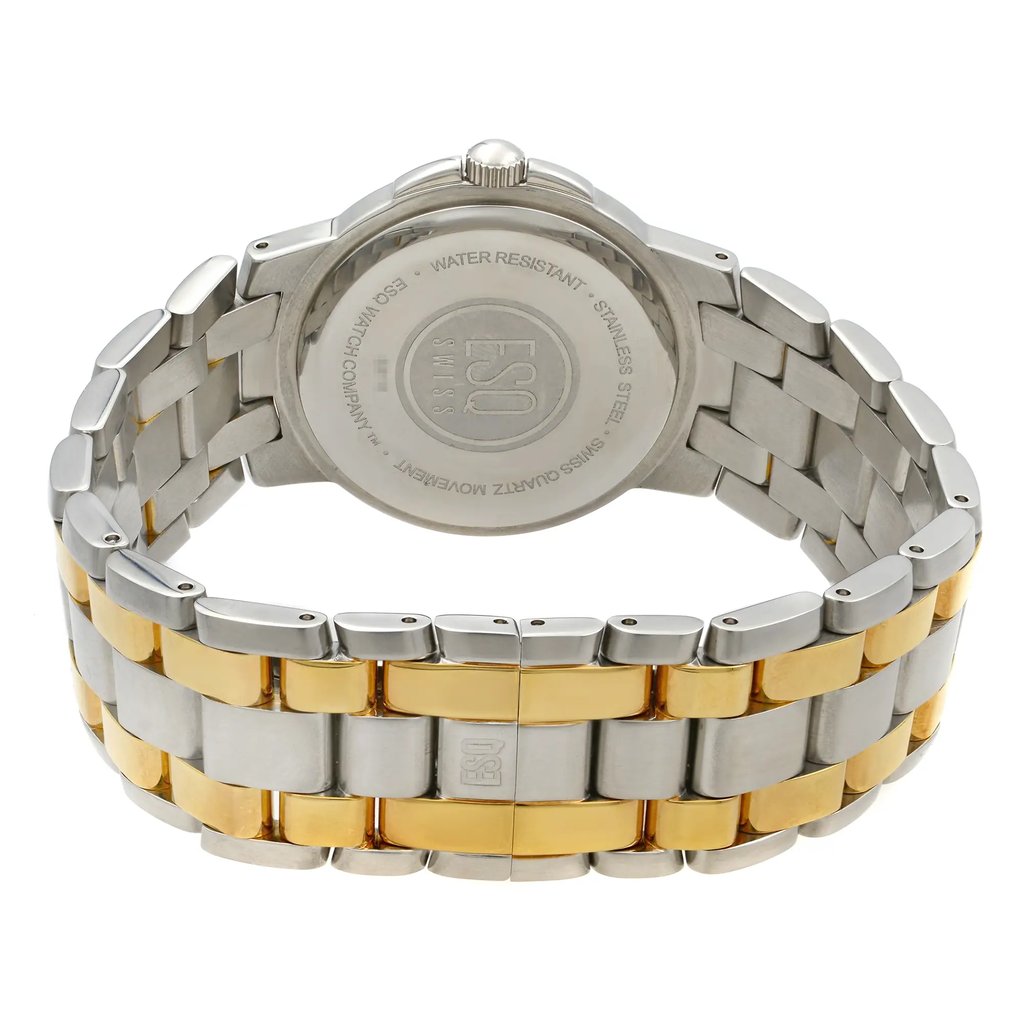 Back View Of Snap Back Case And Closed Stainless Steel Band Of ESQ 07300747 Watch Pre Owned Condition