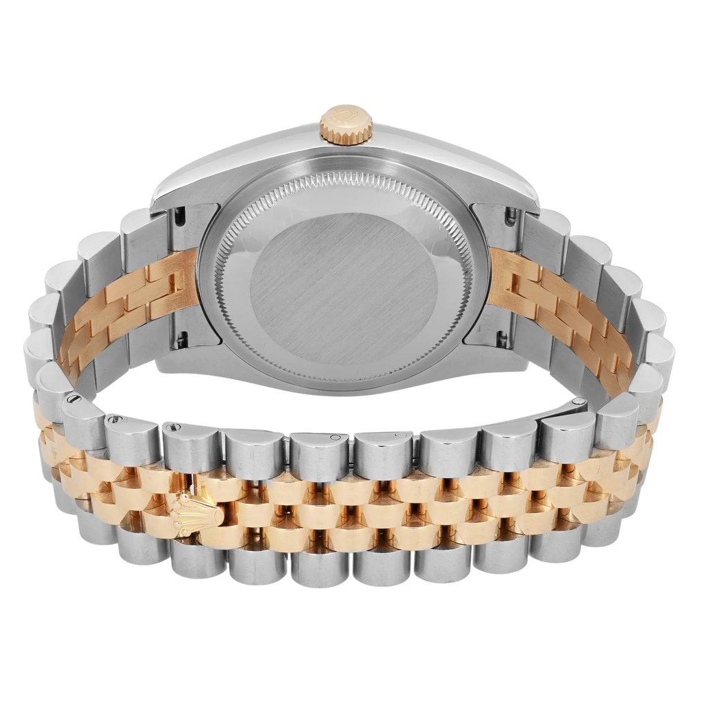 Back View Of Screwback Back Case And Closed Stainless Steel,Yellow Gold Band Of Rolex 116233 Watch Pre Owned Condition