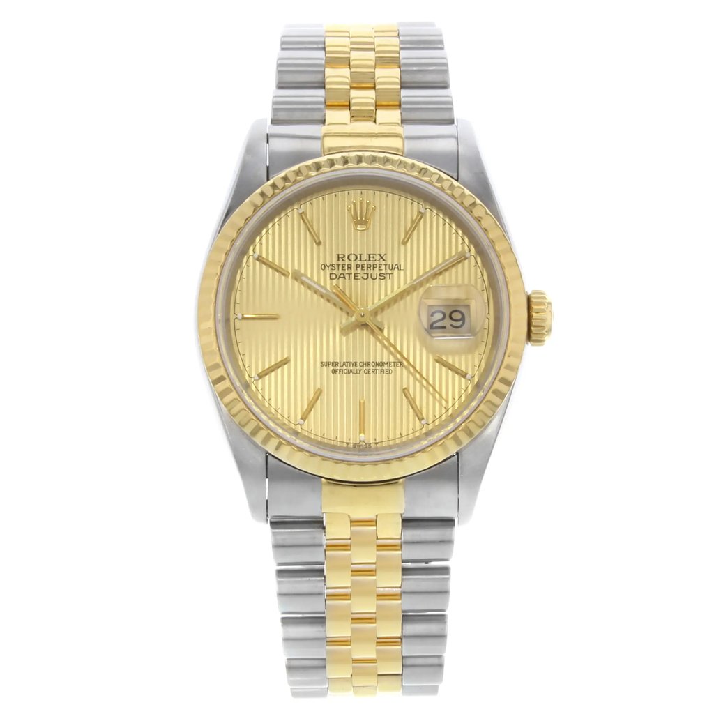 Front Full View Of Rolex 16233 Stainless Steel Watch Pre Owned Condition {Product Condition}