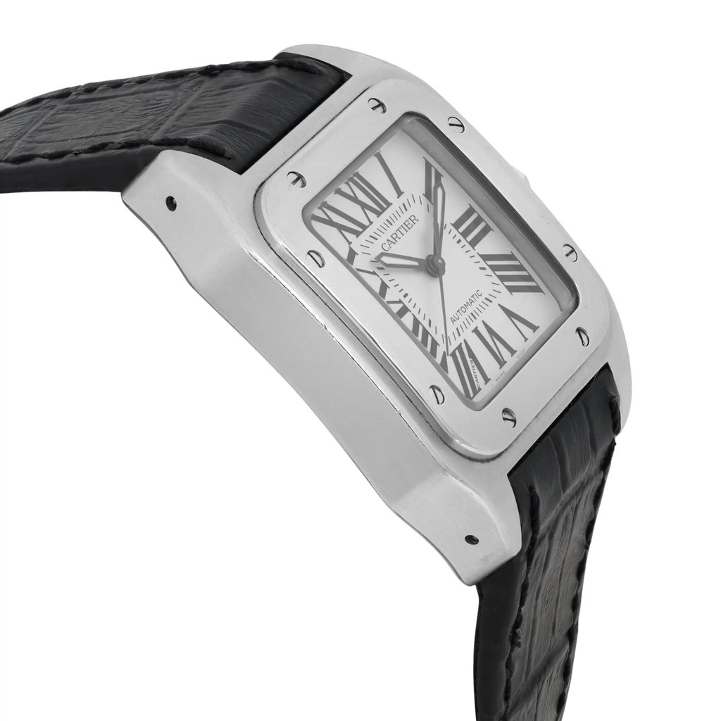 View Of Opposite Crown Facing Side Of Cartier 2878 Stainless Steel Watch Pre Owned Condition