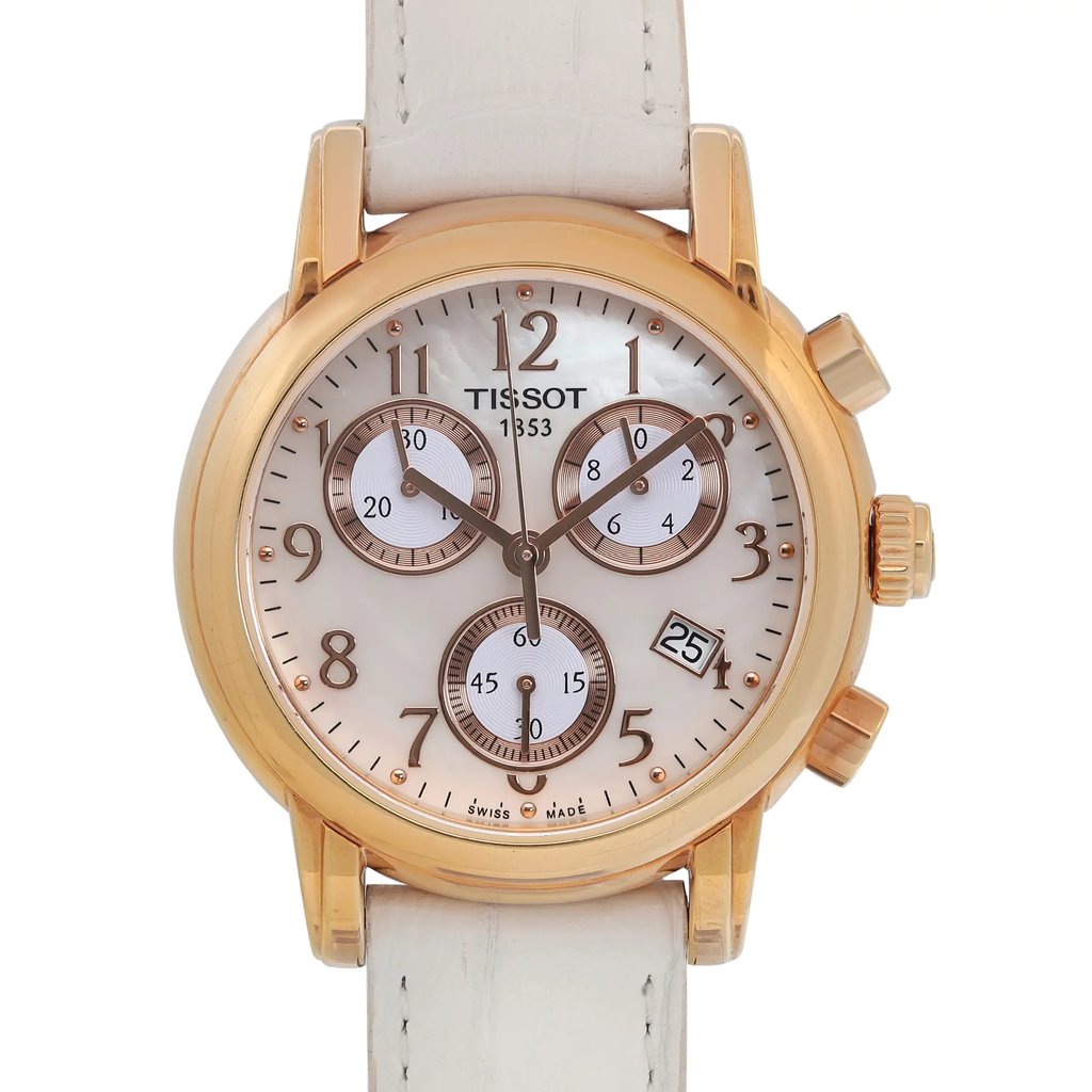 Up Close Front Facing Picture Of Tissot T050.217.36.112.00 Stainless Steel Watch Pre Owned Condition