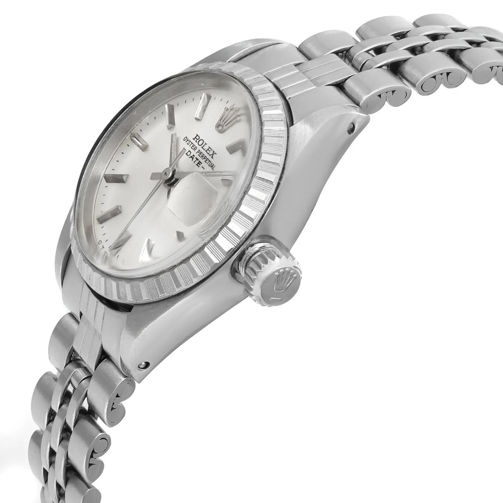 View Of Crown Facing Side Of Rolex 6924 Stainless Steel Watch Pre Owned Condition
