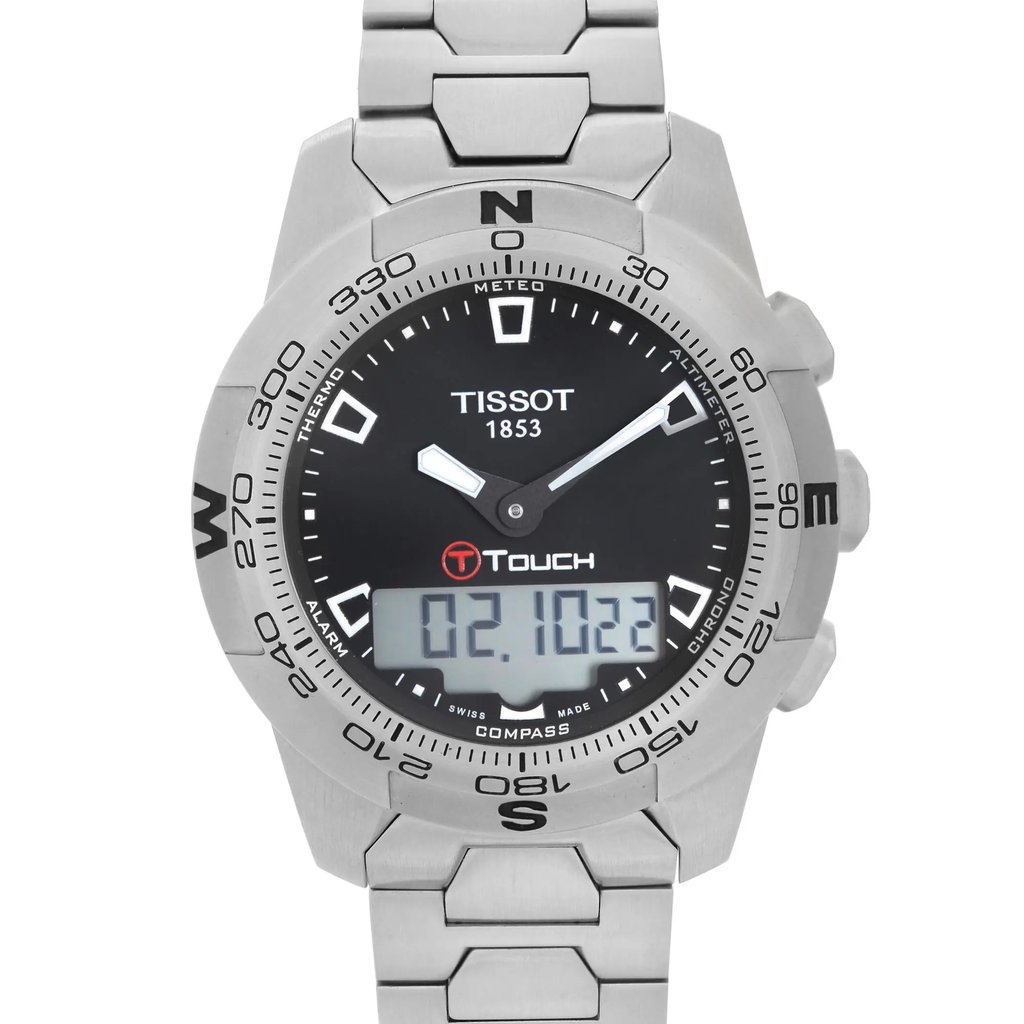 Up Close Front Facing Picture Of Tissot T047.420.11.051.00 Stainless Steel Watch New With Defects Condition