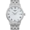 Up Close Front Facing Picture Of Tissot T129.410.11.013.00 Stainless Steel Watch Display Model Condition