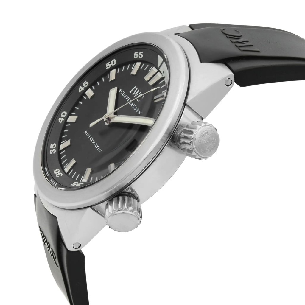 View Of Crown Facing Side Of IWC IW3548-07 Stainless Steel Watch Pre Owned Condition