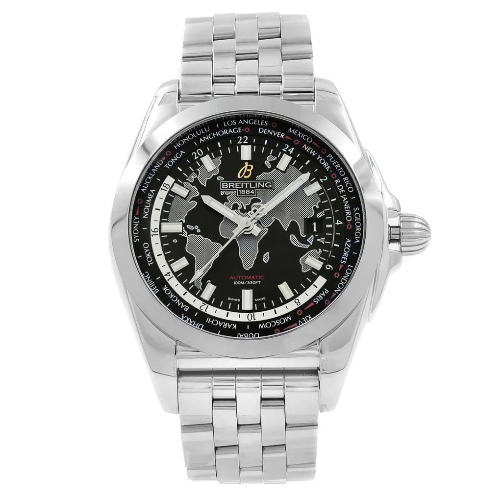 Front Full View Of Breitling WB3510U4/BD94-375A Stainless Steel Watch Display Model Condition {Product Condition}