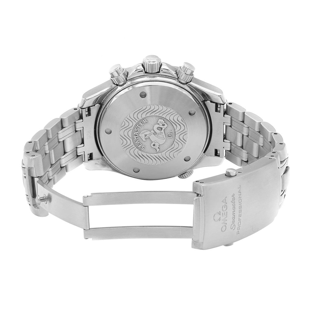Back View Of Solid Back Case And Open Stainless Steel Band Of OMEGA 2599.80.00 Watch Pre Owned Condition