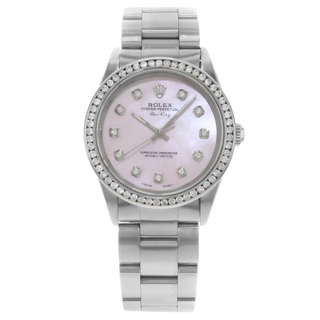 Front Full View Of Rolex 14000 Stainless Steel Watch Pre Owned Condition {Product Condition}