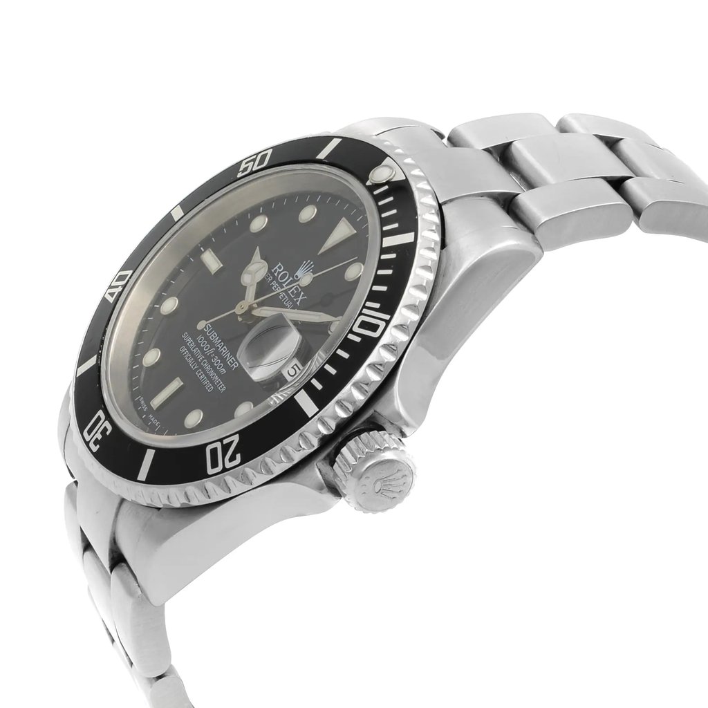 View Of Crown Facing Side Of Rolex 16610T Stainless Steel Watch Pre Owned Condition