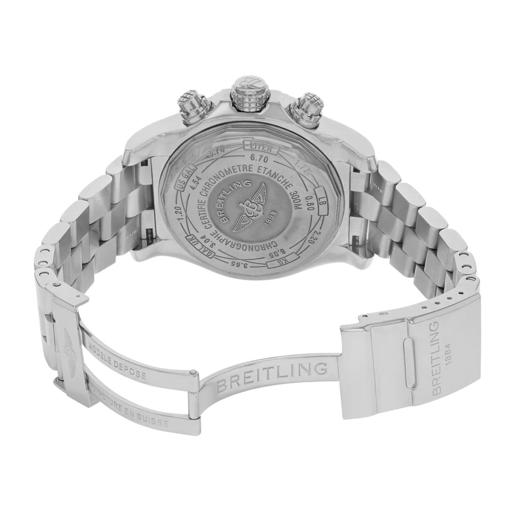 Back View Of {Caseback} Back Case And Open Stainless Steel Band Of Breitling A1337011/C792-135A Watch Pre Owned Condition