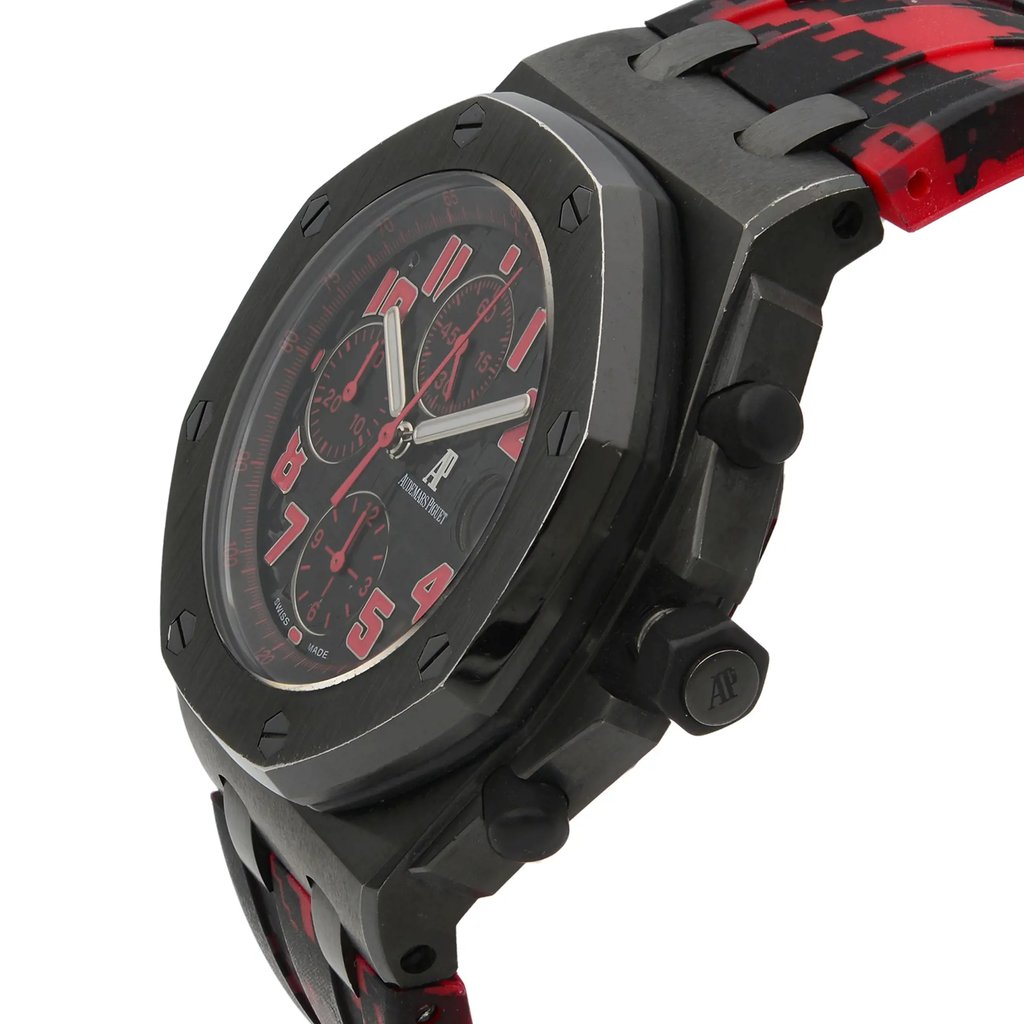 View Of Crown Facing Side Of Audemars Piguet 26186SN.OO.D101CR.01 Stainless Steel Watch Pre Owned Condition