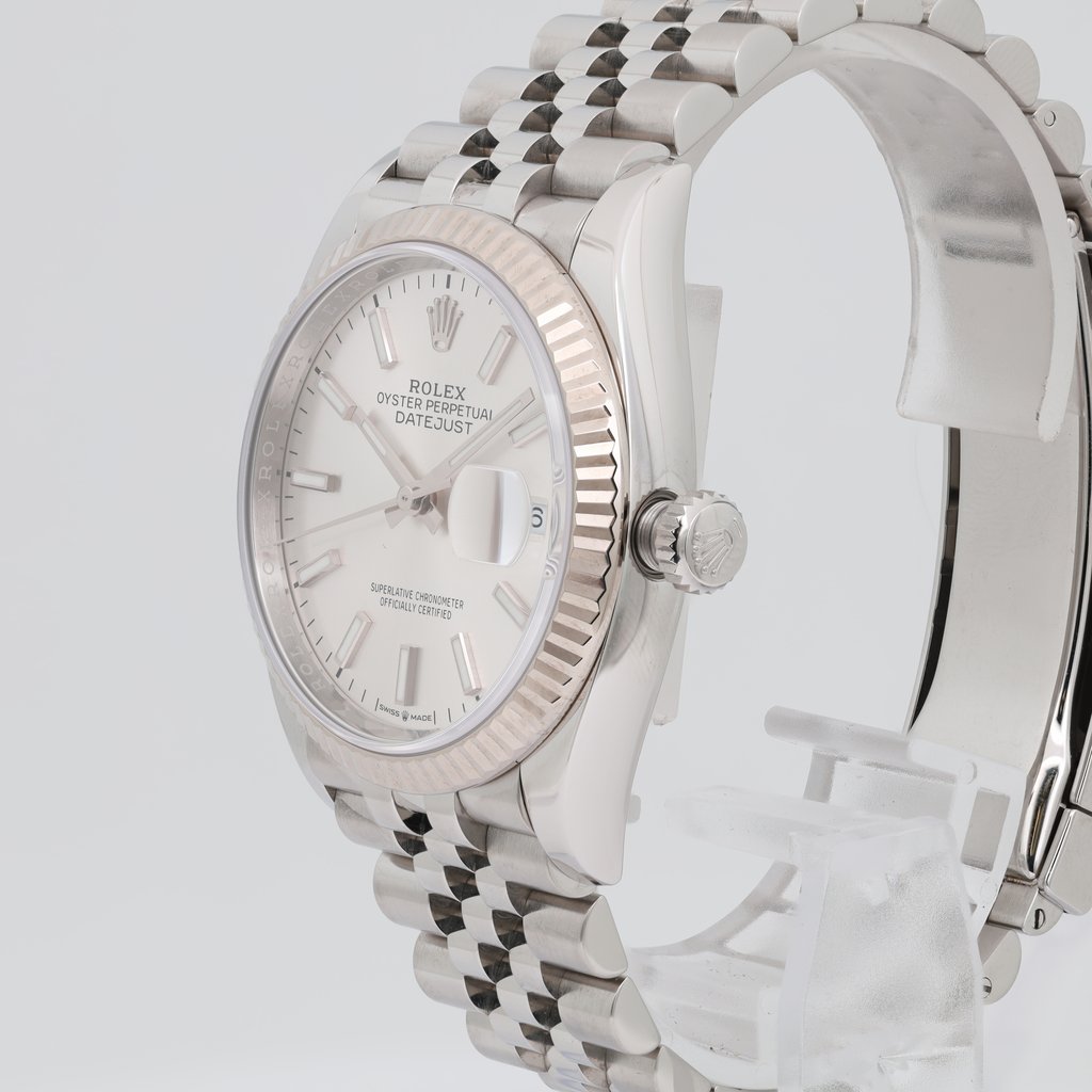 View Of Crown Facing Side Of Rolex 126234 Stainless Steel Watch Pre Owned Condition